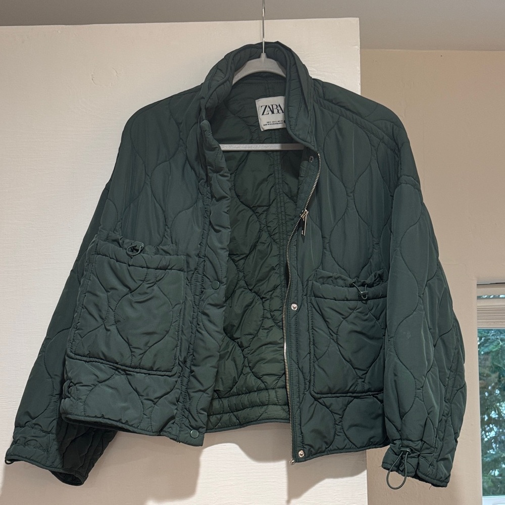 Zara Dark Green Quilted Jacket